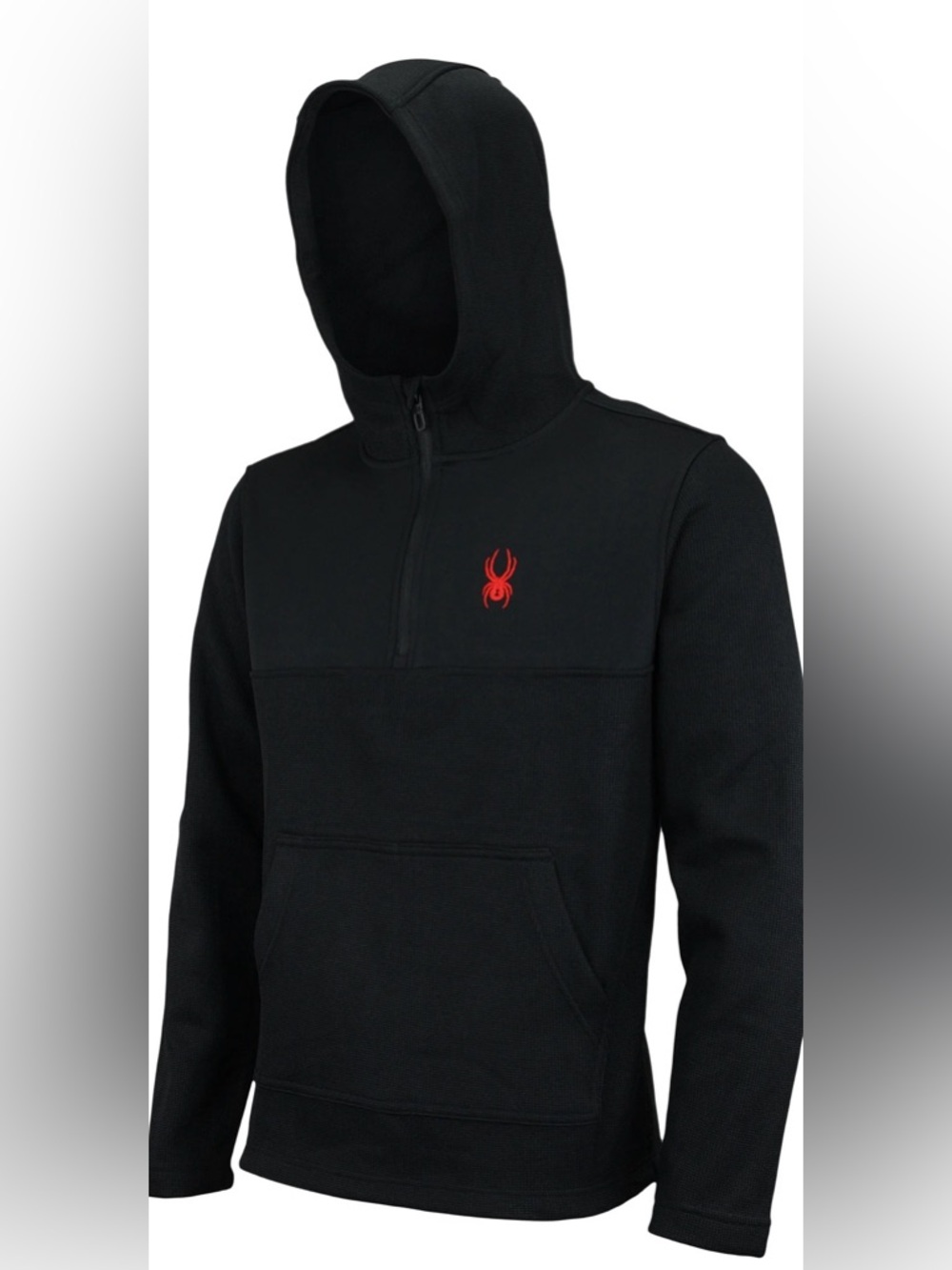 Spyder Black Pullover Half-Zip Hoodie with Red Logo